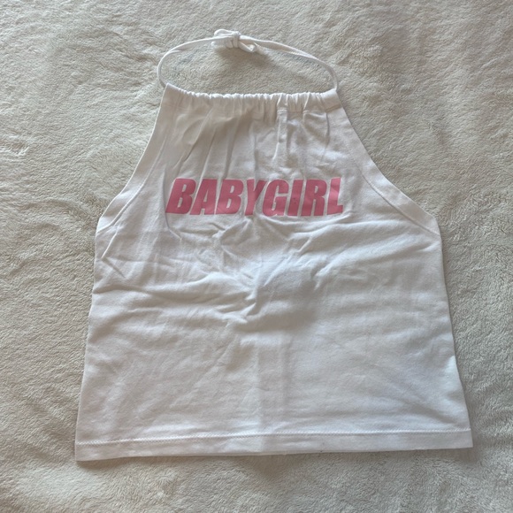 Pink & White Baby Girl Halter Top Crop Top - Picture 7 of 11